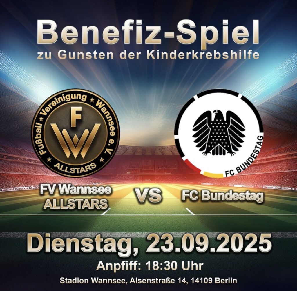 Eine Graphik, die die Vereinsembleme vom FV Wannsee und FC Bundestag nebeneinander zeigt.
